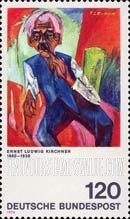FindYourStampsValue: German Expressionist Painters - Old Farmer, by Ernst Ludwig Kirchner