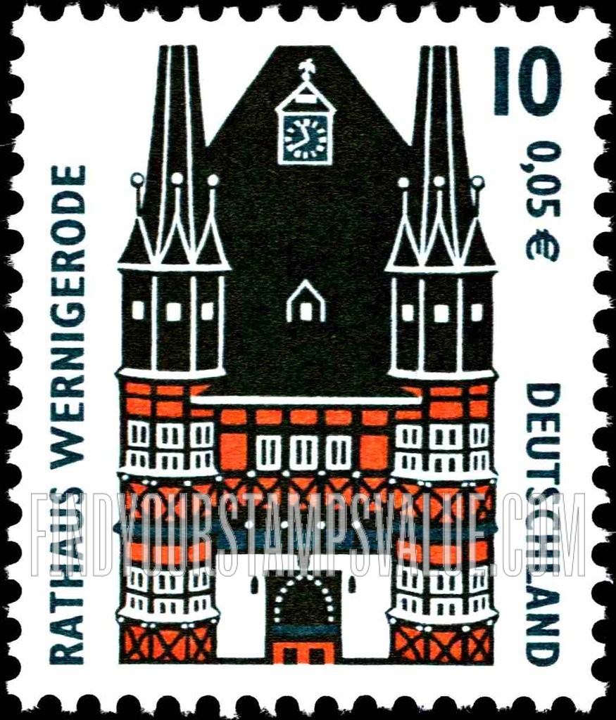 FindYourStampsValue: Historic Sites Type of 1987: Wernigerode Town Hall