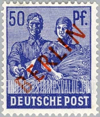 FindYourStampsValue: BERLIN - Reaping Wheat: Stamps of Germany 1947-48 with “a” Overprint in Red