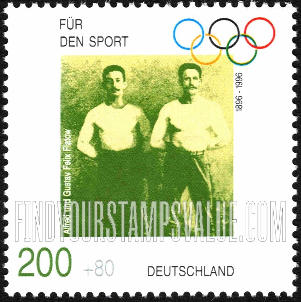 FindYourStampsValue: SEMI-POSTAL - Modern Olympic Games, Centennial: Alfred Flatow (1869-1942), Gustav Felix Flatow (1875-1945), gymnastics