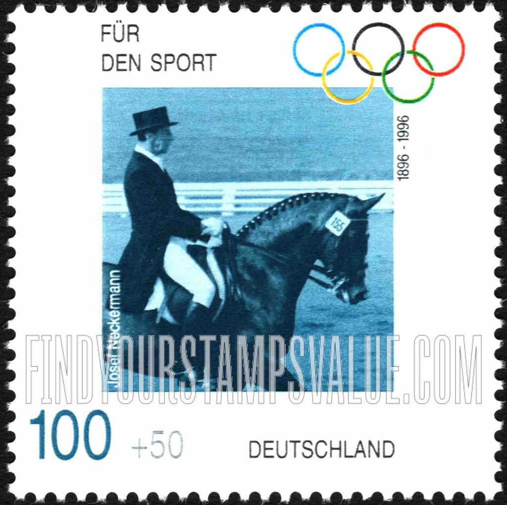 FindYourStampsValue: SEMI-POSTAL - Modern Olympic Games, Centennial: Josef Neckermann (1912-92), equestrian