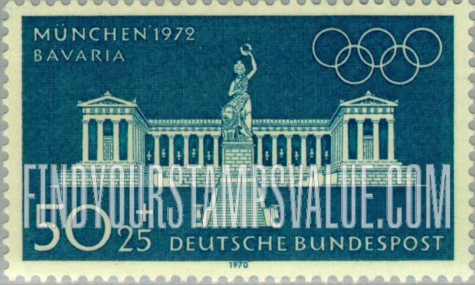FindYourStampsValue: SEMI-POSTAL - Munich Buildings: Bavaria Statue and Colonnade