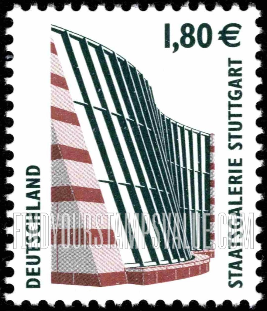 FindYourStampsValue: Historic Sites Type of 1987: Stuttgart Staatsgalerie