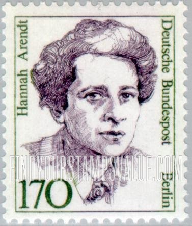FindYourStampsValue: BERLIN - Famous Women Type of Germany: Hannah Arendt (1906-75), American political scientist