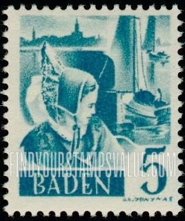 FindYourStampsValue: BADEN - Girl of Constance