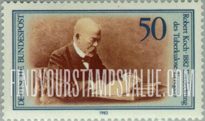 FindYourStampsValue: Robert Koch (1843-1910), Discoverer of Tubercle Bacillus, (1882)