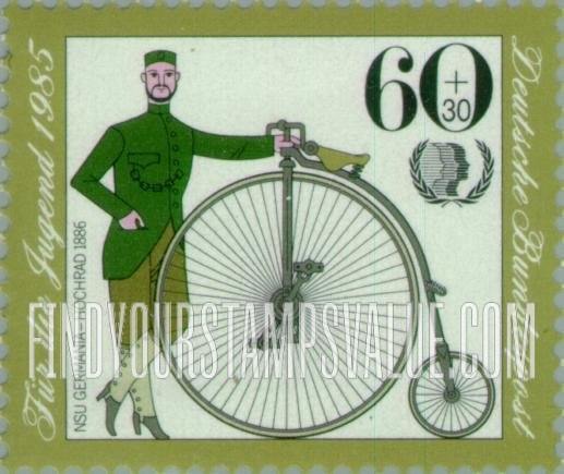 FindYourStampsValue: SEMI-POSTAL - Antique Bicycles: NSU Germania, 1886