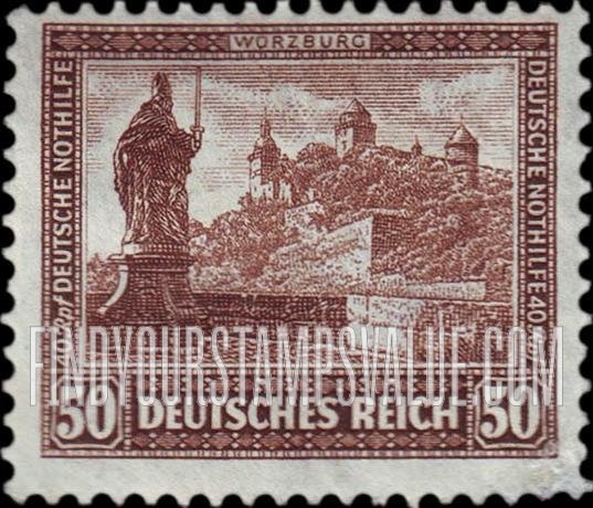 FindYourStampsValue: SEMI-POSTAL - Statue of St. Kilian and Marienburg Fortress at Würzburg