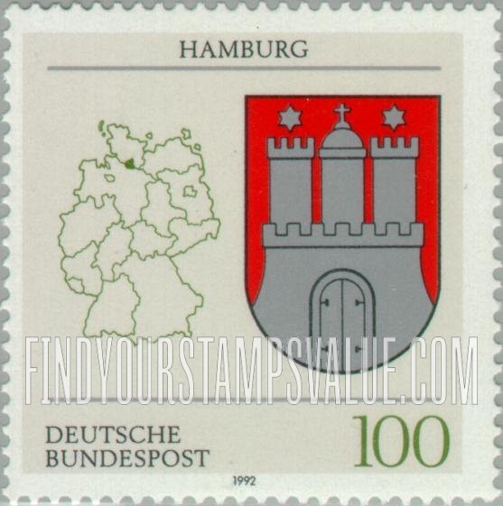 FindYourStampsValue: Coats of Arms of States of the Federal Republic of Germany: Hamburg