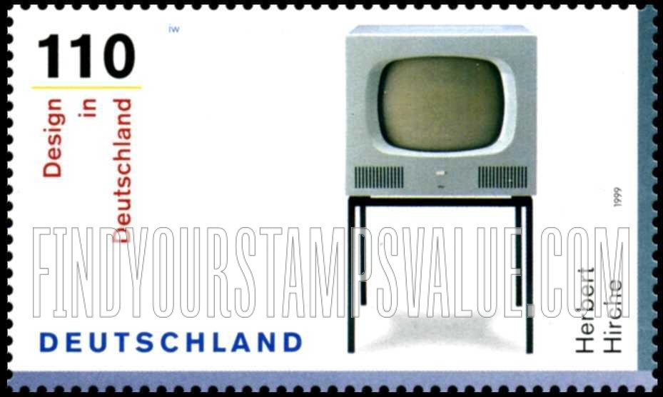 FindYourStampsValue: 20th Centennial German Design Type of 1998: HF1 Television set, by Herbert Hirche, 1958