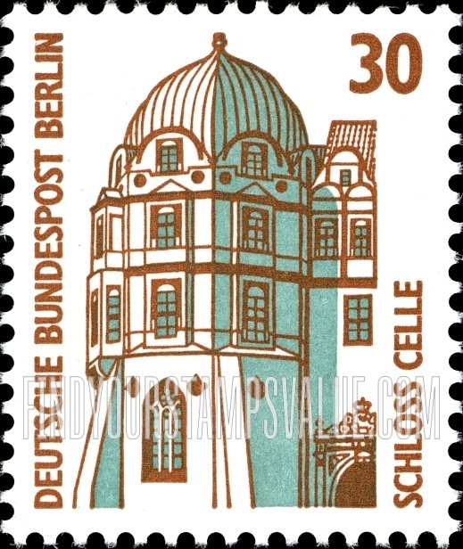 FindYourStampsValue: BERLIN - Historic Sites and Objects Type of Germany: Corner tower, Celle Castle, 14th centennial
