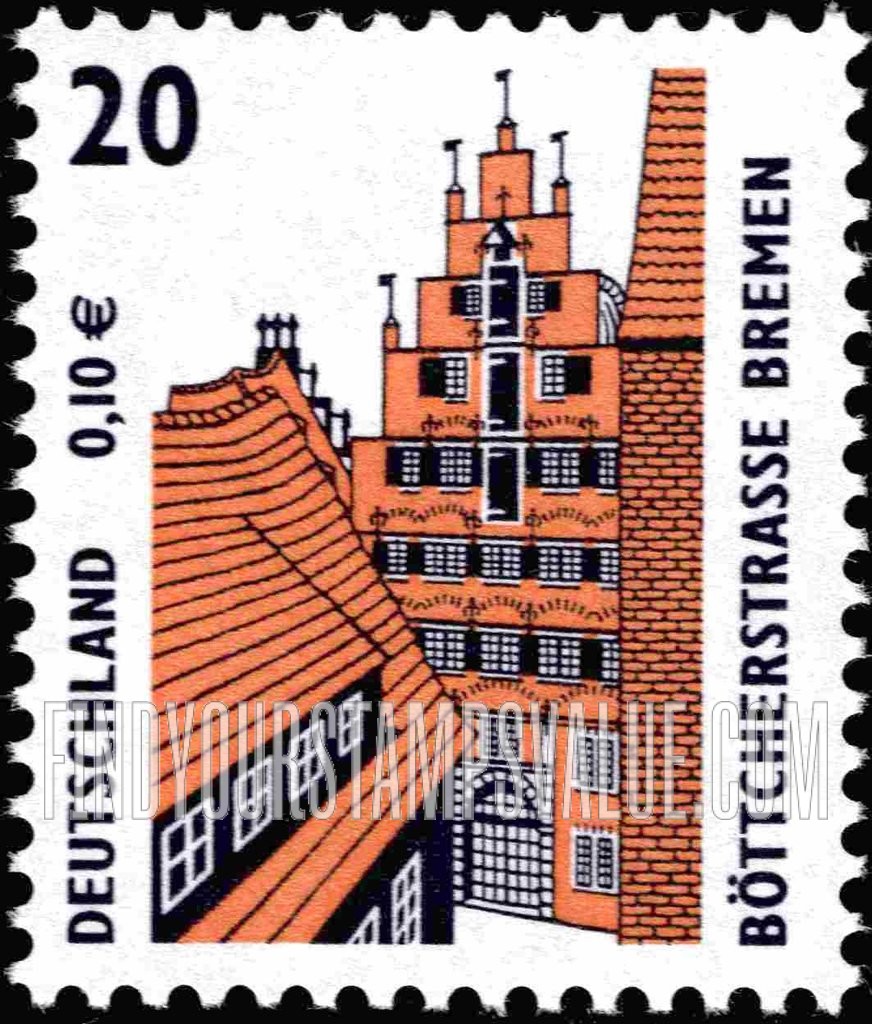 FindYourStampsValue: Historic Sites Type of 1987: Böttcherstrasse, Bremen
