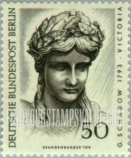 FindYourStampsValue: BERLIN - Head of “Victory” from Brandenburg Gate, by Gottfried Schadow, 1793
