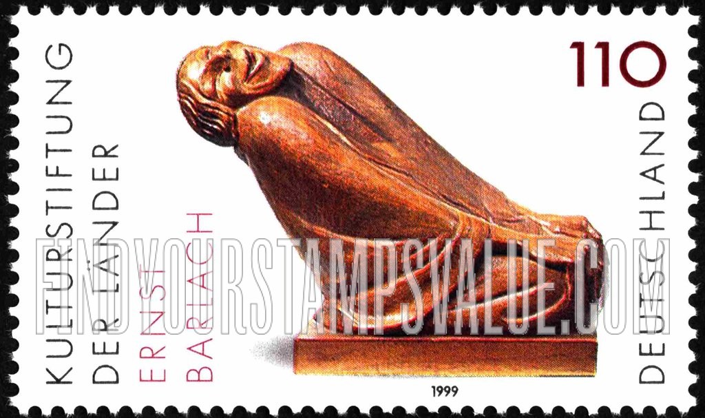 FindYourStampsValue: Cultural Foundation of the Federal States: Old Woman Smiling, by Ernst Barlach (1870-1938)