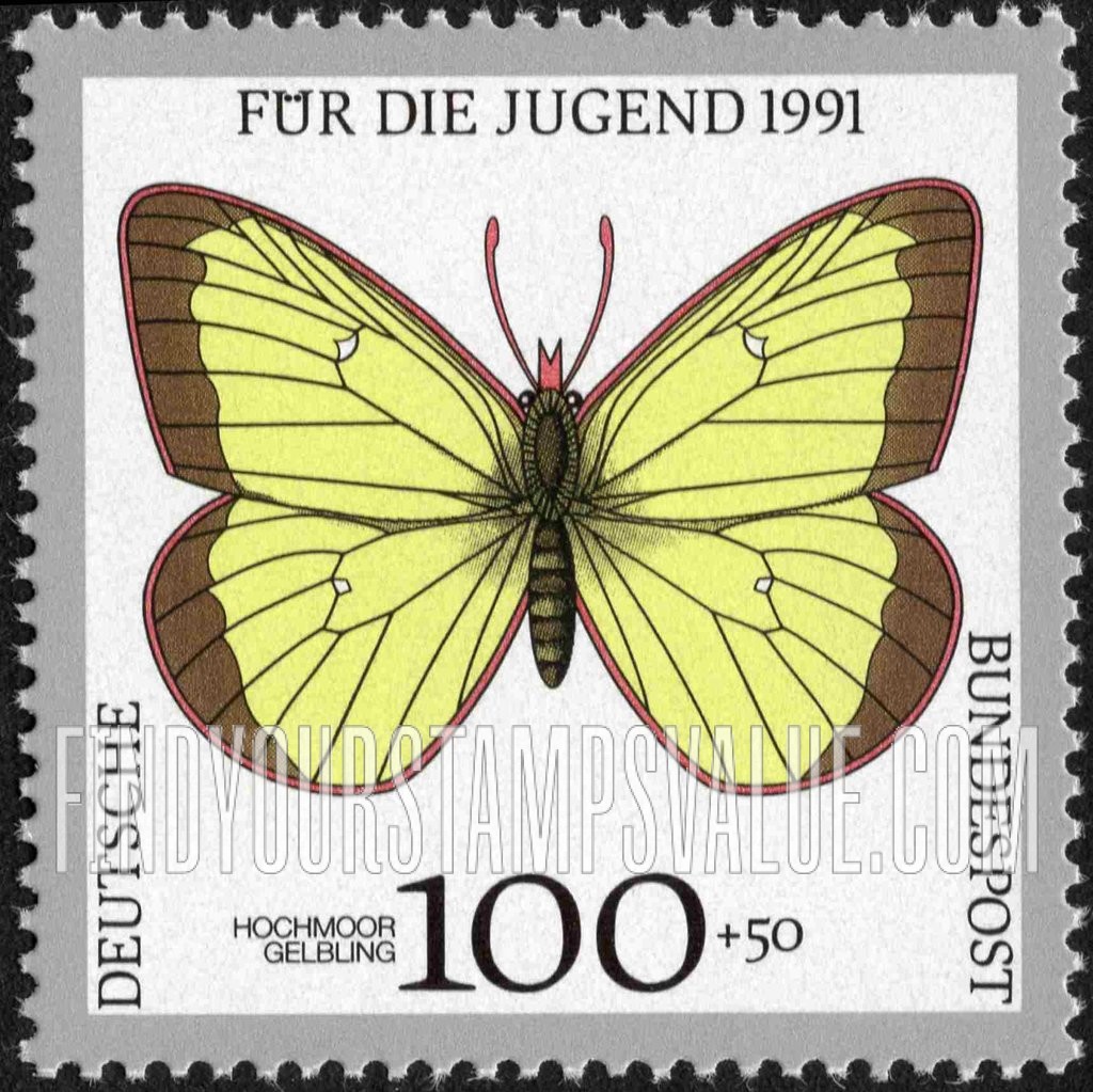 FindYourStampsValue: SEMI-POSTAL - Endangered Butterflies: Hochmoor gelbling, moor sulphur