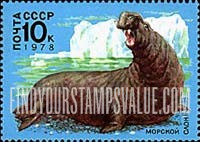 FindYourStampsValue: Russia: USSR, Antarctic Fauna - Sea Elephant