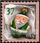 FindYourStampsValue: CHRISTMAS - Green Santa Ornament, Self-Adhesive Booklet stamp
