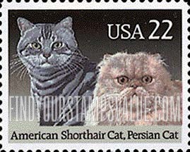 FindYourStampsValue: CATS - American Shorthair and Persian