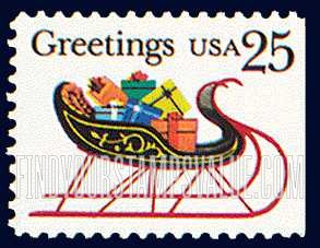 FindYourStampsValue: CHRISTMAS - Sleigh Full of Presents, Booklet Stamp