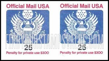 FindYourStampsValue: OFFICIAL MAIL - Great Seal, 25c, Coil Stamp