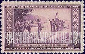 FindYourStampsValue: WISCONSIN TERCENTENARY - Nicolet's Landing