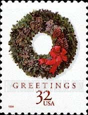 FindYourStampsValue: WREATHS (Large) - Evergreen, Self-adhesive stamp