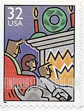FindYourStampsValue: CHRISTMAS - Family at Fireplace, Self-adhesive Booklet stamp