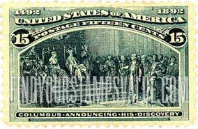 FindYourStampsValue: COLUMBIAN EXPOSITION ISSUE - Columbus announcing his Discovery