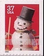 FindYourStampsValue: CHRISTMAS - Snowman with Top Hat, Booklet Stamp