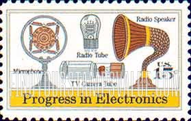 FindYourStampsValue: ELECTRONICS PROGRESS - Microphone, Speaker, Vacuum Tube, TV Camera Tube