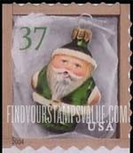 FindYourStampsValue: CHRISTMAS - Green Santa Ornament, Self-Adhesive Booklet stamp