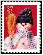 FindYourStampsValue: CHRISTMAS - Snowman with Blue Plaid Scarf, Self-Adhesive stamp