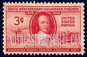 FindYourStampsValue: VOLUNTEER FIREMEN - Peter Stuyvesant, Early and Modern Fire Engines