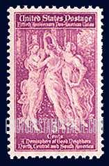 FindYourStampsValue: 50th ANNIVERSARY OF PAN AMERICAN UNION - The Three Graces from Botticelli's "Spring"
