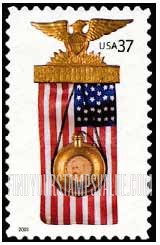 FindYourStampsValue: OLD GLORY - 1888 Presidential Campaign Badge, Self-Adhesive Booklet Stamp