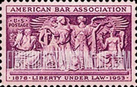 FindYourStampsValue: 75th ANNIVERSARY OF AMERICAN BAR ASSOCIATION - Section of Frieze, Supreme Court Room