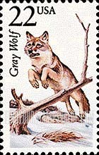 FindYourStampsValue: GRAY WOLF - North American Wildlife