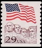 FindYourStampsValue: FLAG OVER MT. RUSHMORE, Coil Stamp