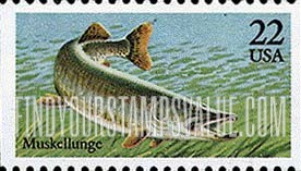 FindYourStampsValue: FISH - Muskellunge, Booklet Stamp
