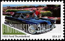 FindYourStampsValue: SPORTY CARS OF THE 1950s - 1955 Ford Thunderbird, Self-Adhesive Booklet stamp