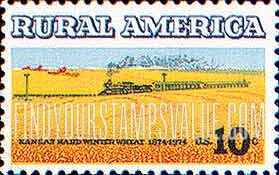 FindYourStampsValue: RURAL AMERICA - Wheat Fields and Train