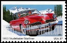 FindYourStampsValue: SPORTY CARS OF THE 1950s - 1953 Studebaker Starliner, Self-Adhesive Booklet stamp