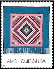 FindYourStampsValue: AMERICAN TREASURES, Amish Quilts - Sunshine and Shadow, Self-Adhesive stamp