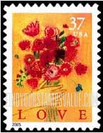 FindYourStampsValue: LOVE - Hand and Flower Bouquet, Self-Adhesive Booklet stamp