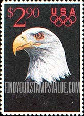 FindYourStampsValue: EAGLE AND OLYMPIC RINGS, Priority Mail Rate