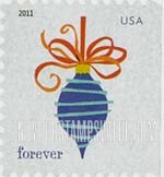FindYourStampsValue: CHRISTMAS, HOLIDAY BAUBLES - Bauble with Red Ribbon, Self-Adhesive Booklet stamp