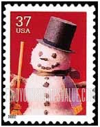 FindYourStampsValue: CHRISTMAS - Snowman with Top Hat, Self-Adhesive stamp