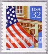 FindYourStampsValue: FLAG OVER PORCH, Self-adhesive Coil stamp