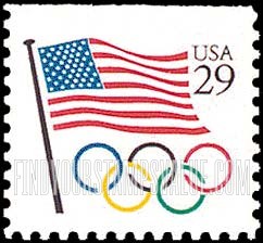 FindYourStampsValue: FLAG AND OLYMPIC RINGS, Booklet Stamp