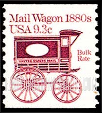 FindYourStampsValue: MAIL WAGON 1880s - Transportation, Coil Stamp